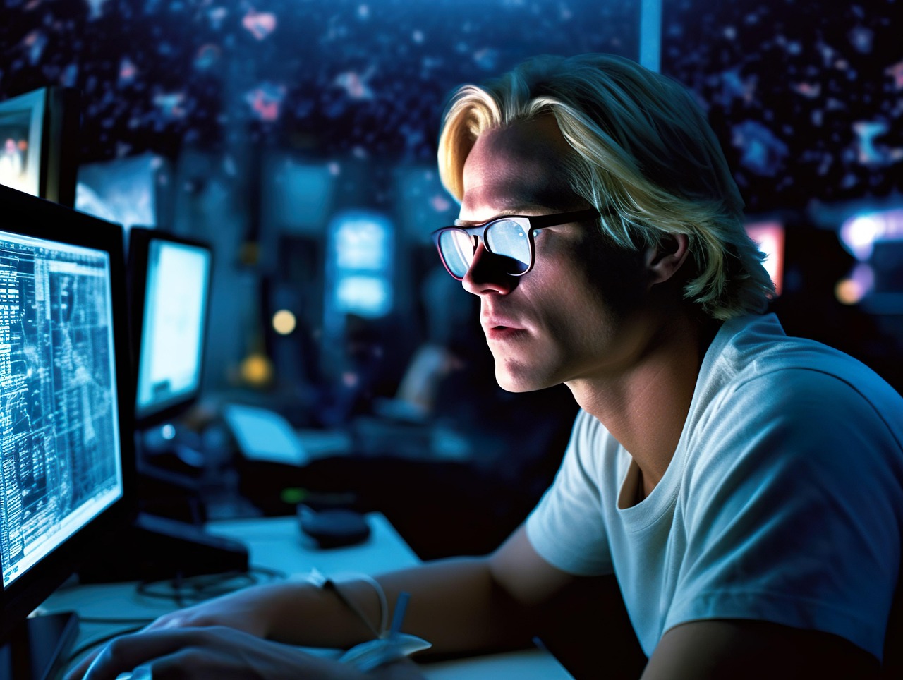 Man in Front of Screen